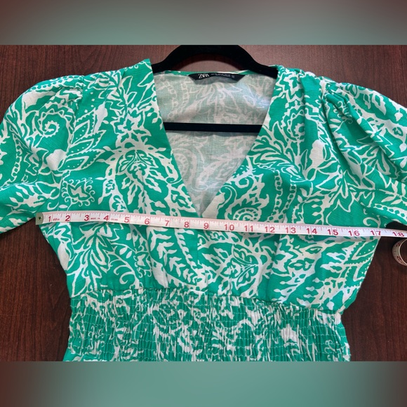 Zara Green and White Mini Dress - Picture 4 of 7